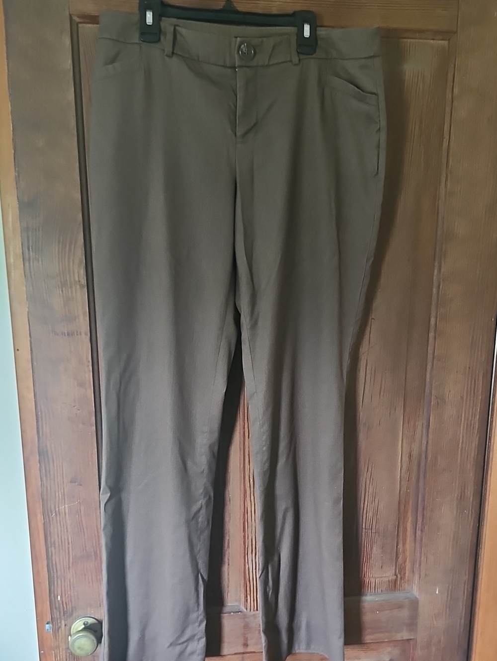 Straight-Leg Dress Pants - Brown With Pin Stripes
